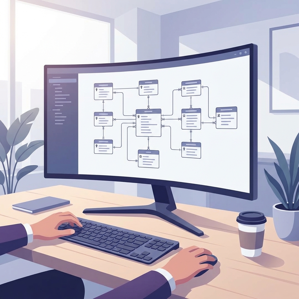 Database schema design on a monitor